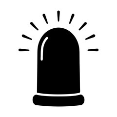 Simple black and white illustration of an emergency flashing siren icon