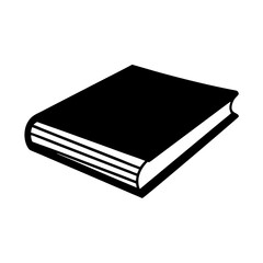 Black and White Graphic Illustration of a Closed Book Laying Down