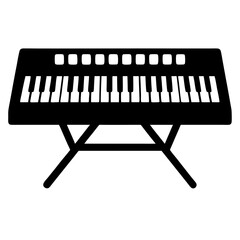 Fototapeta premium A stylized black and white illustration of a keyboard musical instrument