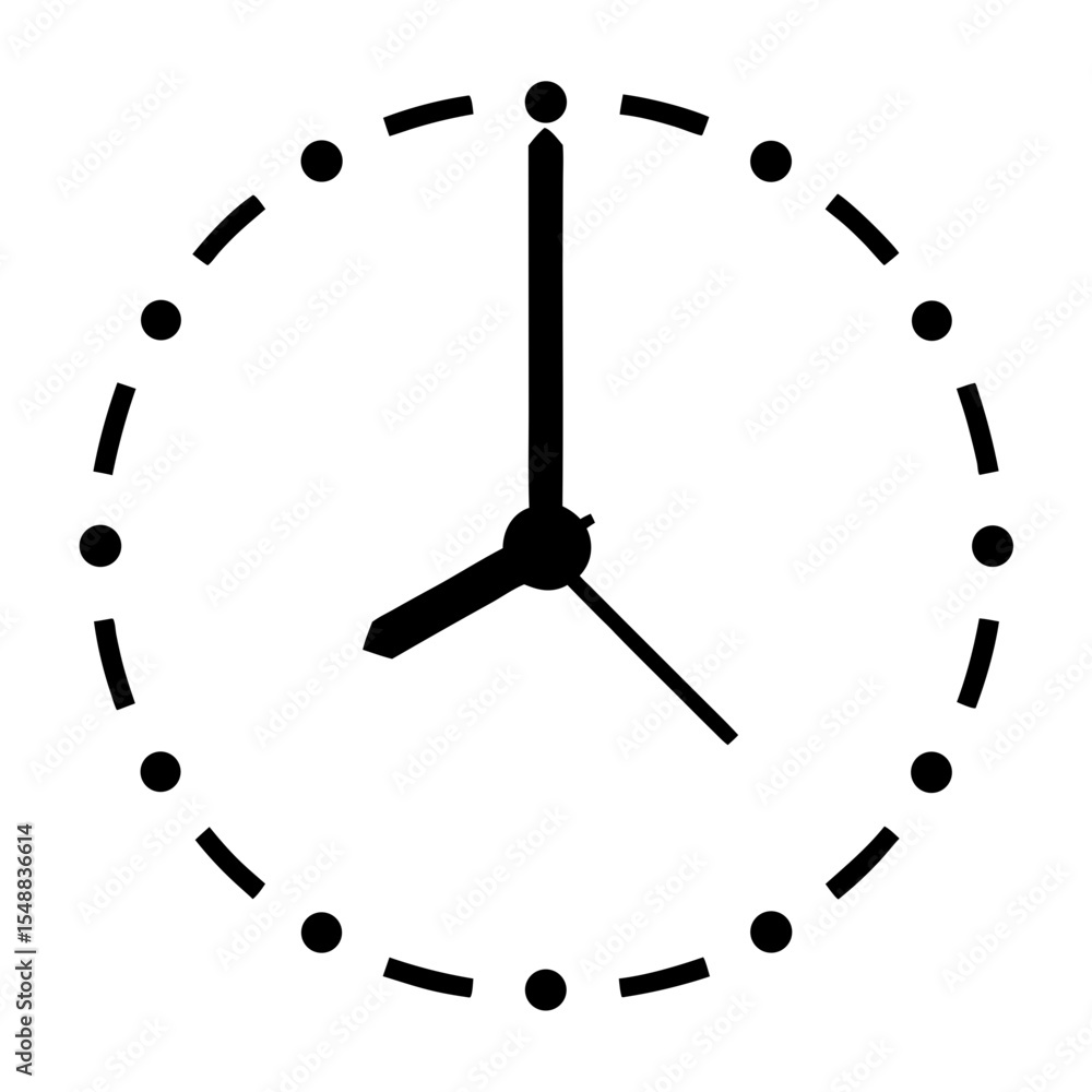 Poster stylized clock face showing eight o'clock, representing time and punctuality