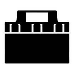 Black and white icon illustration of a case with multiple compartments