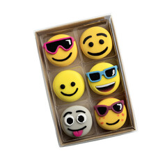 Emoji macarons box set: cute and delicious treat for emoji lovers, perfect for gifting and parties on transparent background
