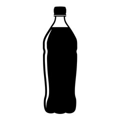 Simple Black and White Graphic Illustration of a Plastic Soda Bottle