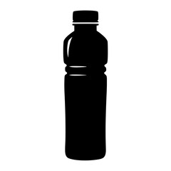 A sleek black silhouette of a plastic bottle for beverages and liquids