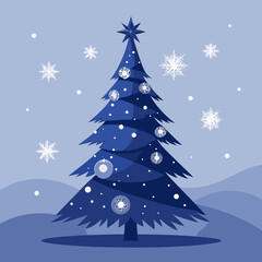 christmas tree in snow