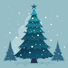 christmas tree with snow