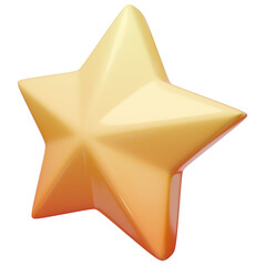 Cute yellow star icon in cartoon style, 3d illustration image.