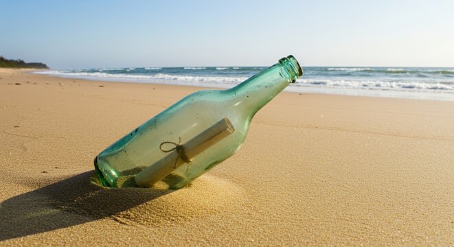 Sunlit Seashore Message in a Bottle: A Coastal Mystery Unveiled