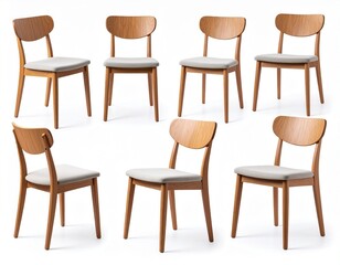 dining chair different angle isolated on white background .