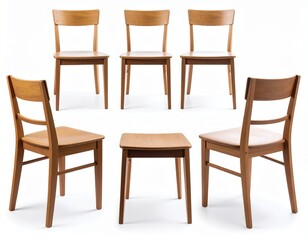 dining chair different angle isolated on white background .