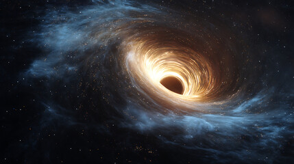 Fiery black hole swirling in outer space