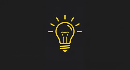Illuminating Ideas: A Bold Yellow Lightbulb Icon on Black