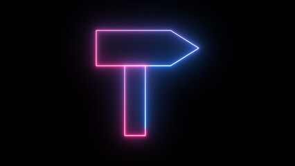 Neon sign board icon animation. Abstract directional neon arrow icon. Signpost icon symbol illustration
