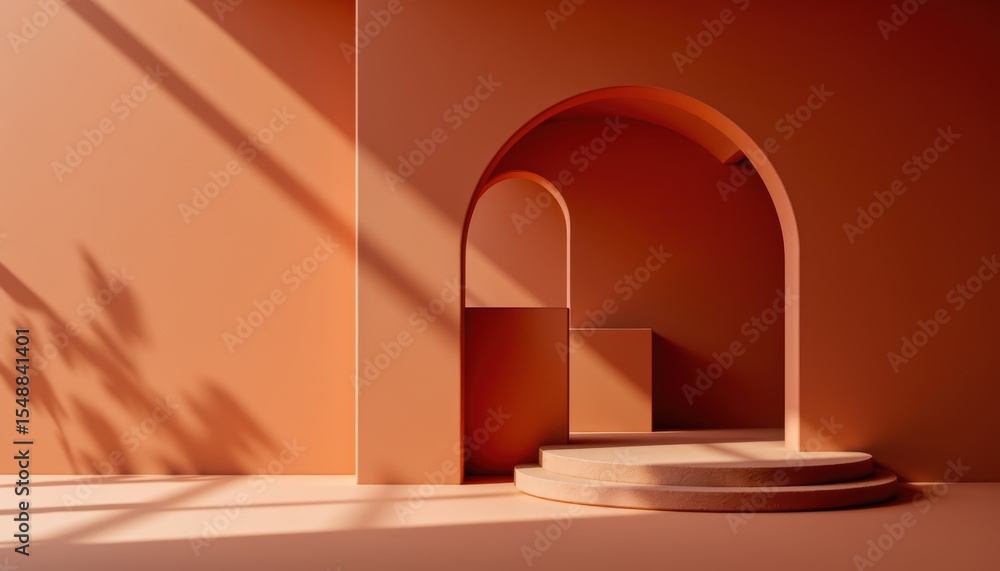 Poster 3d rendered abstract arch, a futuristic gateway to virtual reality and modern architectural design