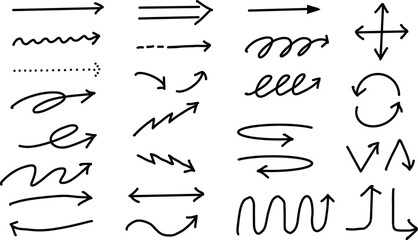 手描きのシンプルな矢印のセット