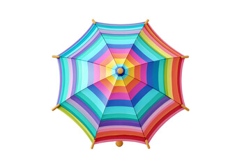 Fototapeta premium Overhead View of a Rainbow Striped Umbrella on Transparent Background, PNG