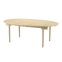 A medium-sized oval wooden table with a natural wood finish perfect for both home dining rooms and...