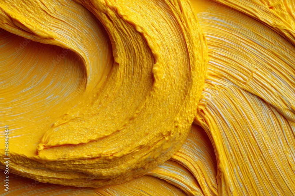 Poster abstract swirls of yellow paint texture in a vivid pattern