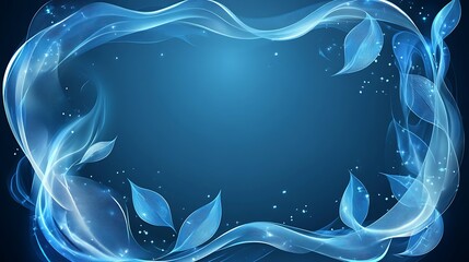 Abstract blue frame with leaves