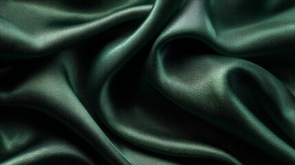 Fototapeta premium Luxurious emerald green silk fabric with elegant folds and smooth texture