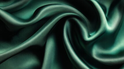 Obraz premium Luxurious emerald green silk fabric with elegant flowing texture
