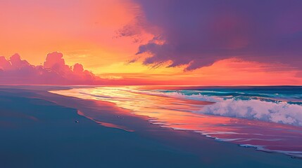Fototapeta premium Colorful sunset over a beach