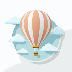 Fototapeta premium A serene hot air balloon illustration with soft clouds, perfect for wanderlust designs and dreamy travel themes.