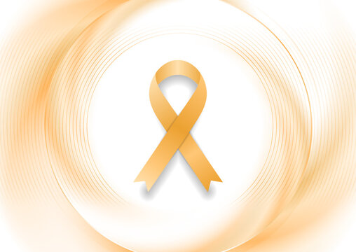 Orange ribbon for leukemia awareness month on smooth circle background, symbolizing hope and support. Vector design