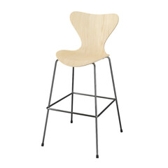 A wooden bar stool featuring a sleek design with black metal legs. Perfect for modern and...