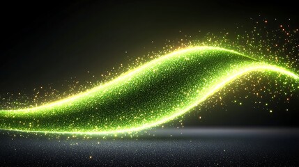 Abstract glowing green wave