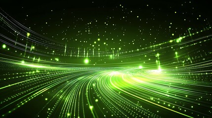 Abstract swirling green digital pathway