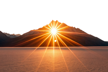Majestic sunrise over mountain range isolated on transparent background