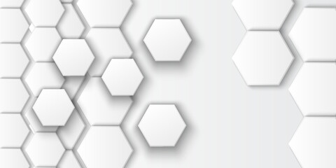 Background with hexagons. Abstract background with lines. white texture background. Surface polygon pattern with glowing hexagon paper texture and futuristic business.