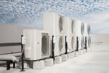 Air conditioning outdoor unit compressor install outside the building.