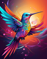 Vector illustration Colorful vector illustration of a hummingbird, showcasing its vibrant feathers