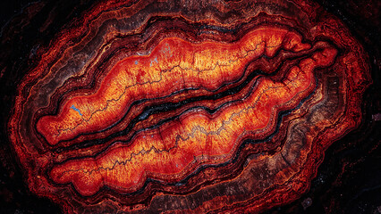 Glowing geological layers revealing earth's hidden beauty