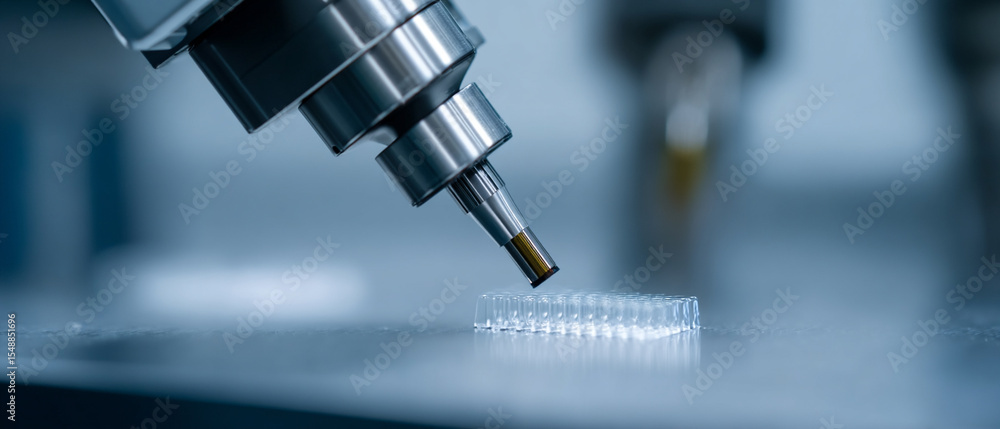 Aufkleber robotic arm microchip assembly sterile laboratory technology precision innovation advanced automated