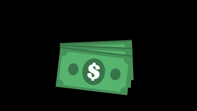 Bank notes icon. Cash with dollar sign animation