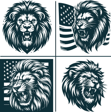 Angre Lion Face Silhouette Bundle, lion king, lion king svg, lion king head svg
