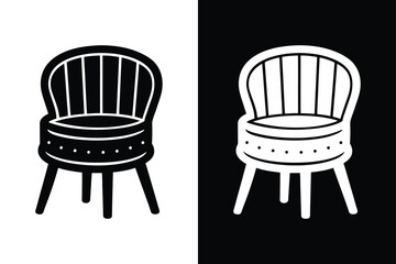 Minimal Barrel Chair Silhouette Design. Vector Illustration