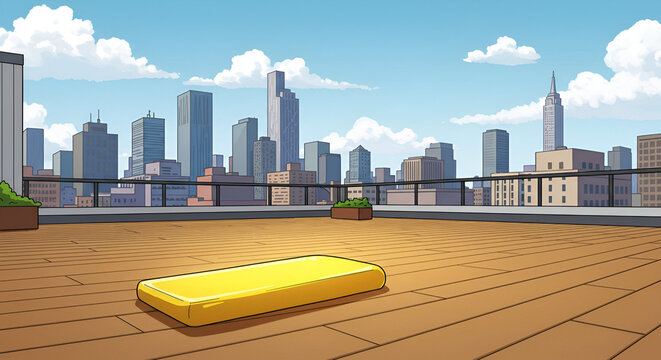 Gold Bar on a City Rooftop Deck