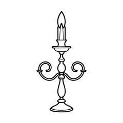 Elegant Candle Holder Candelabra Line Art Doodle