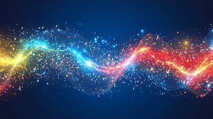 Colorful abstract wave design with particles