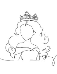 Princes line drawing, Princes in one line art