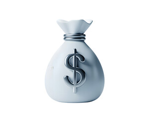 Money bag with dollar sign 3D render on transparent background
