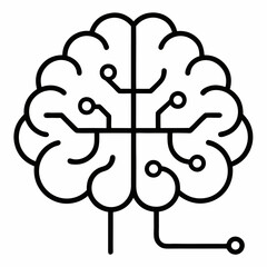 AI brain outline icon on white background