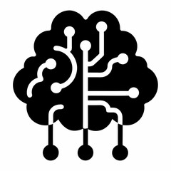 AI brain silhouette icon on white background