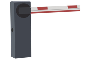 Open and Closed Car Barriers with stop and park signs. Automatic car barrier gate