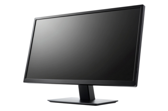 Modern black computer monitor isolated on transparent background