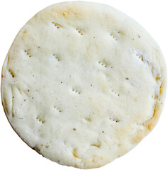 A round, flat bread with a slightly textured surface, often used in various cuisines.